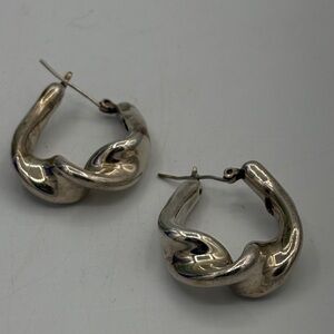 Vintage Sterling Silver Twisted Hoop Earrings